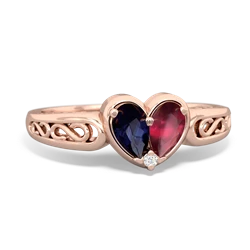 Sapphire Filligree 'One Heart' 14K Rose Gold ring R5070