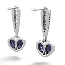 Sapphire Filligree Heart 14K White Gold earrings E5070