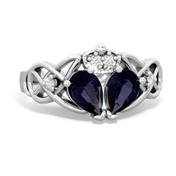 Sapphire 'One Heart' Celtic Knot Claddagh 14K White Gold ring R5322