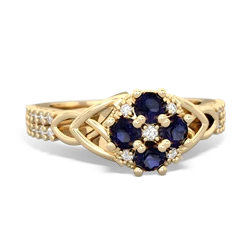 Sapphire Celtic Knot Cluster Engagement 14K Yellow Gold ring R26443RD