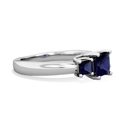 Lab Sapphire Three Stone Trellis 14K White Gold ring R4015