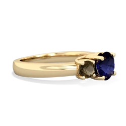 Sapphire Three Stone Round Trellis 14K Yellow Gold ring R4018