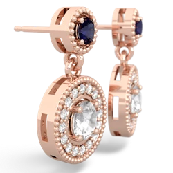 Sapphire Halo Dangle 14K Rose Gold earrings E5319