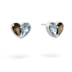 Smoky Quartz 'Our Heart' 14K White Gold earrings E5072