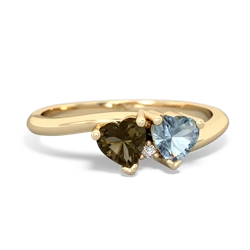 Smoky Quartz Sweethearts 14K Yellow Gold ring R5260