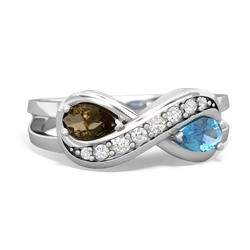 Smoky Quartz Diamond Infinity 14K White Gold ring R5390