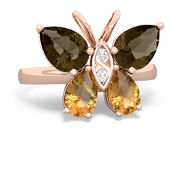 Smoky Quartz Butterfly 14K Rose Gold ring R2215