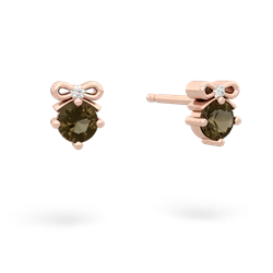 Smoky Quartz Diamond Bows 14K Rose Gold earrings E7002