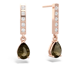 Smoky Quartz Art Deco Diamond Drop 14K Rose Gold earrings E5324