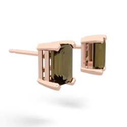 Smoky Quartz 7X5mm Emerald-Cut Stud 14K Rose Gold earrings E1856