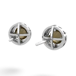 Smoky Quartz Halo 14K White Gold earrings E5320