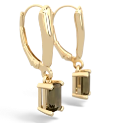 Smoky Quartz 6X4mm Emerald-Cut Lever Back 14K Yellow Gold earrings E2855