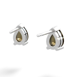 Smoky Quartz Teardrop Stud 14K White Gold earrings E1793
