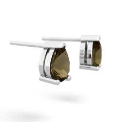 Smoky Quartz Teardrop Stud 14K White Gold earrings E1793