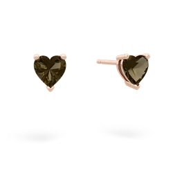 Smoky Quartz 5Mm Heart Stud 14K Rose Gold earrings E1861