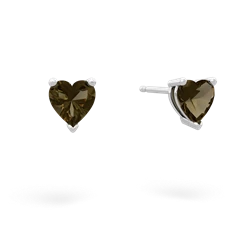 Smoky Quartz 5Mm Heart Stud 14K White Gold earrings E1861