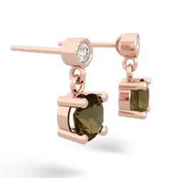 Smoky Quartz Diamond Drop 6Mm Round 14K Rose Gold earrings E1986