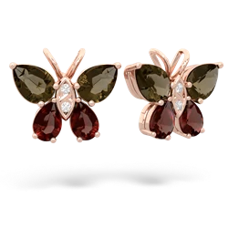 Smoky Quartz Butterfly 14K Rose Gold earrings E2215