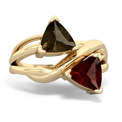 Smoky Quartz Split Band Swirl 14K Yellow Gold ring R2341