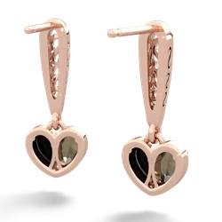 Smoky Quartz Filligree Heart 14K Rose Gold earrings E5070