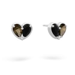 Smoky Quartz 'Our Heart' 14K White Gold earrings E5072