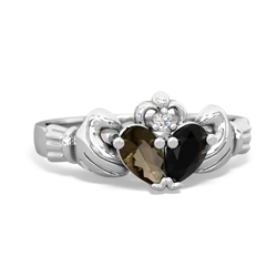 Smoky Quartz 'Our Heart' Claddagh 14K White Gold ring R2388