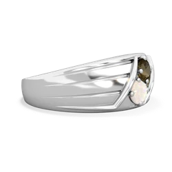 Smoky Quartz Men's Streamline 14K White Gold ring R0460