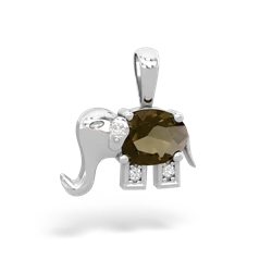 Smoky Quartz Elephant 14K White Gold pendant P2555
