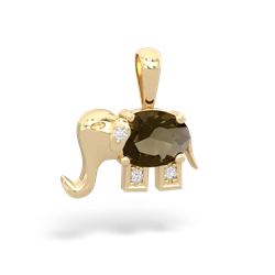 Smoky Quartz Elephant 14K Yellow Gold pendant P2555