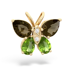 Smoky Quartz Butterfly 14K Yellow Gold pendant P2215