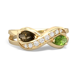 Smoky Quartz Diamond Infinity 14K Yellow Gold ring R5390