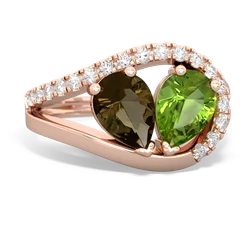 Smoky Quartz Nestled Heart Keepsake 14K Rose Gold ring R5650