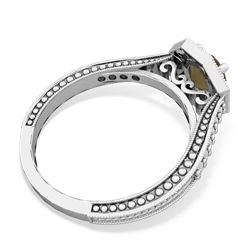 Smoky Quartz Art-Deco Starburst 14K White Gold ring R5520
