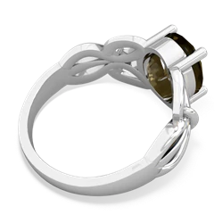 Smoky Quartz Celtic Knot Cocktail 14K White Gold ring R2377