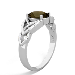 Smoky Quartz Celtic Trinity Knot 14K White Gold ring R2389