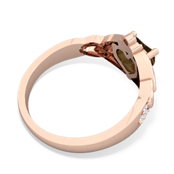 Smoky Quartz Claddagh Celtic Knot Diamond 14K Rose Gold ring R5001