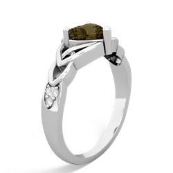 Smoky Quartz Claddagh Celtic Knot Diamond 14K White Gold ring R5001