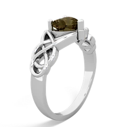 Smoky Quartz Claddagh Celtic Knot 14K White Gold ring R2367
