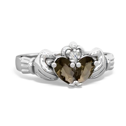 Smoky Quartz 'Our Heart' Claddagh 14K White Gold ring R2388