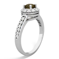 Smoky Quartz Diamond Halo 14K White Gold ring R5370