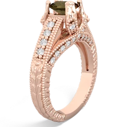 Smoky Quartz Antique Style Milgrain Diamond 14K Rose Gold ring R2028