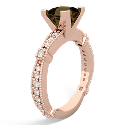 Smoky Quartz Sparkling Tiara 6Mm Princess 14K Rose Gold ring R26296SQ