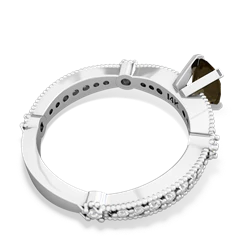 Smoky Quartz Sparkling Tiara 7X5mm Oval 14K White Gold ring R26297VL