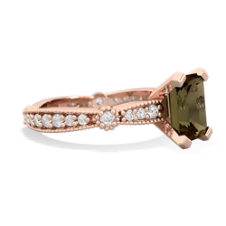 Smoky Quartz Sparkling Tiara 8X6 Emerald-Cut 14K Rose Gold ring R26298EM