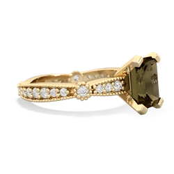 Smoky Quartz Sparkling Tiara 8X6 Emerald-Cut 14K Yellow Gold ring R26298EM