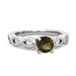 Smoky Quartz Infinity 5Mm Round Engagement 14K White Gold ring R26315RD