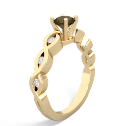 Smoky Quartz Infinity 5Mm Round Engagement 14K Yellow Gold ring R26315RD
