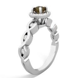 Smoky Quartz Infinity Halo Engagement 14K White Gold ring R26315RH