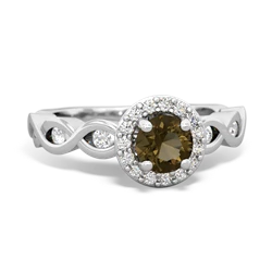 Smoky Quartz Infinity Halo Engagement 14K White Gold ring R26315RH