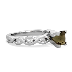 Smoky Quartz Infinity 5Mm Square Engagement 14K White Gold ring R26315SQ
